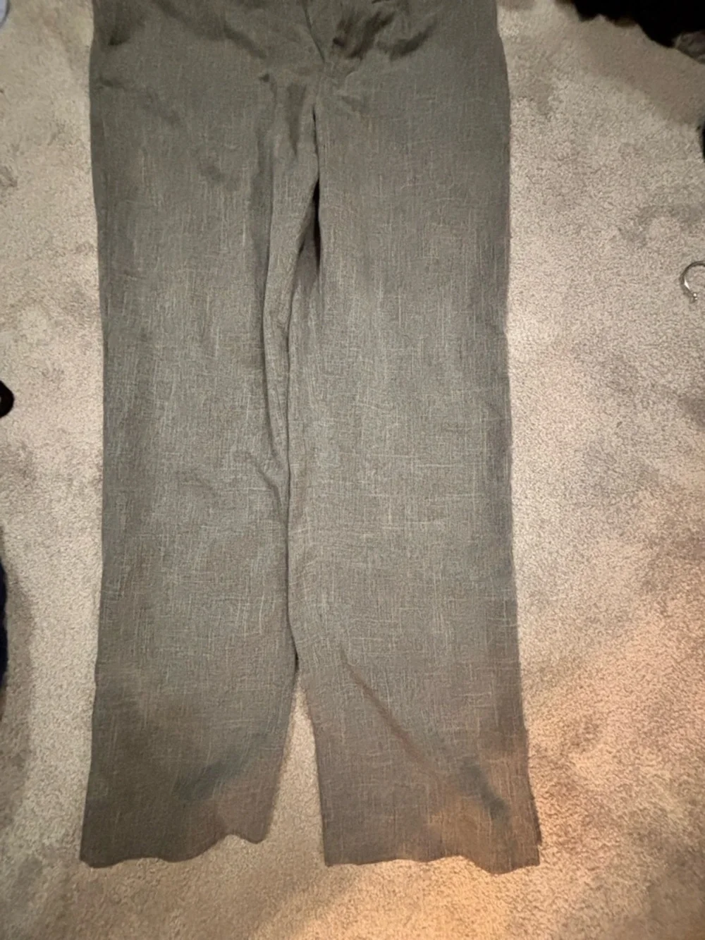 Gray Linen-Blend Dress Pants
